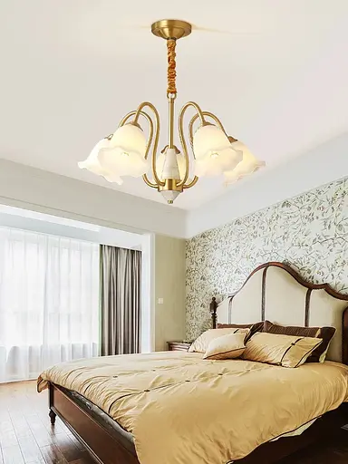 Люстра светодиодная потолочная 5029 Золотистый (5 плафонов) - фото 2