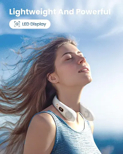 Шейный вентилятор Gaiatop светодиодный дисплей 360° USB - фото 6