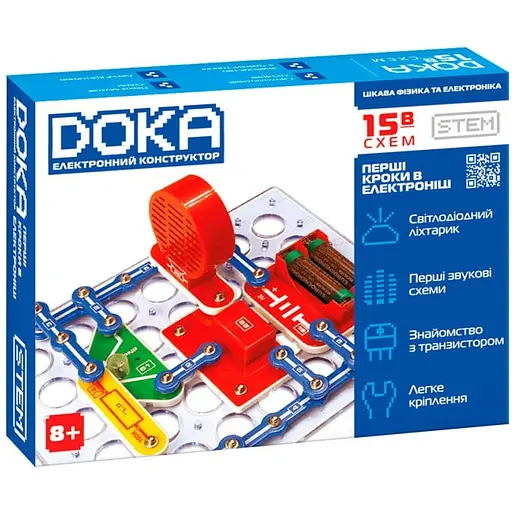 Электронный конструктор Первые шаги в электронике Doka D70710 набор В 15 схем звук и свет - фото 1