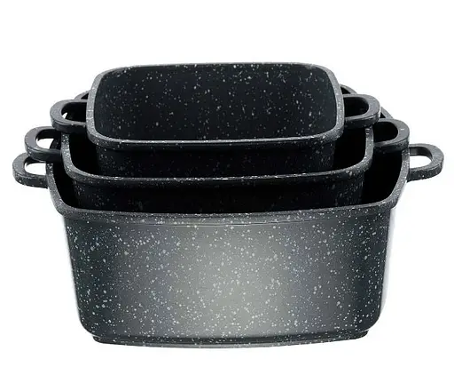 Набор кастрюль Styleberg ST-3025 6 предметов с крышками с мраморным покрытием Черный - фото 2