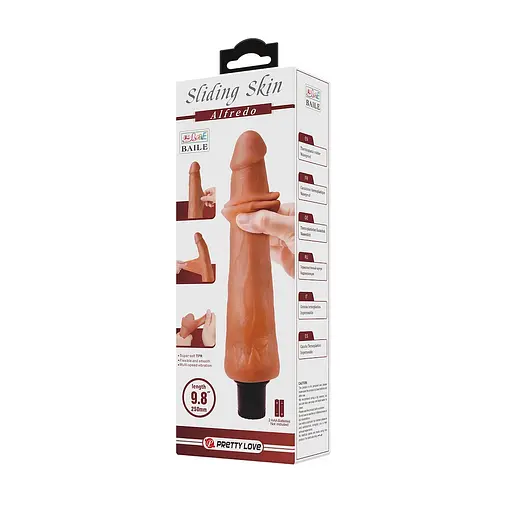 Вібратор Baile Sliding Skin Alfredo 9.8" 25 см коричневий - фото 9