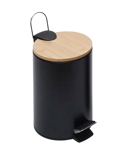 Комплект для ванної кімнати FABRIKA Bamboo відро для сміття + йоржик для унітазу Black - фото 3