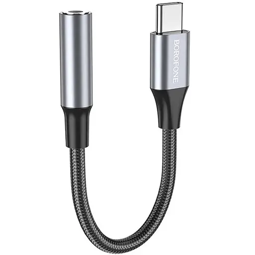 Перехідник Borofone BV16 Type-C to 3.5 mm - аудіоконвертер адаптер сірий