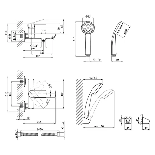 Змішувач для ванної Kroner KRM Main - C060 CV018619 Хром - фото 2