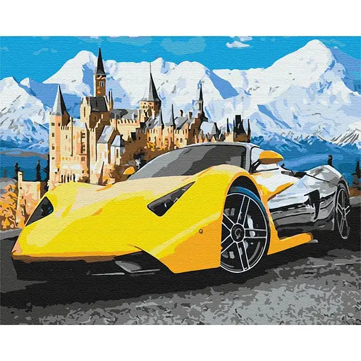 Картина по номерам Lamborghini у замка Brushme 40x50 см разноцветная 000221290 - фото 1