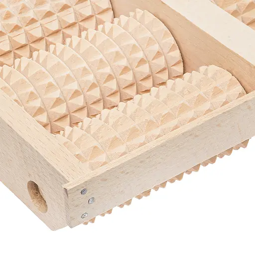Масажер для ніг дерев'яний зубчастий на 8 роликів для двох ніг 25.5х25.5х5 см, Woodly 84980 - фото 5