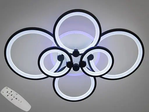 Світлодіодна люстра смарт світильник з пультом, дімером, 135W, чорний - фото 1