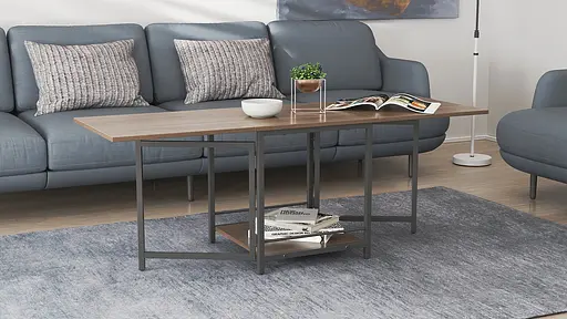 Стол журнальный трансформер Куб Комбо Ferrum-decor 540x532x500 Черный металл ДСП Дуб Сонома Трюфель 16 мм (FRD-105154)