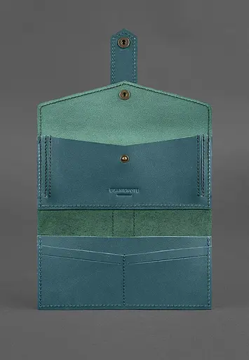 Шкіряне жіноче портмоне 3.0 зелене Краст - фото 4