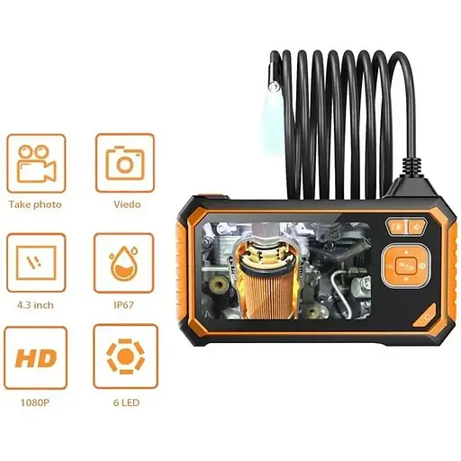 Эндоскоп автомобильный Inscam 113 технический с дисплеем 4.3'' 1 камера 8 мм диаметр 1 метр - фото 2