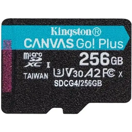 Карта памяти Kingston 256 GB microSDXC Canvas Go! Plus UHS-I U3 V30 A2 Class 10 (SDCG4/256GBSP) - фото 1