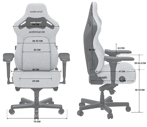 Игровое кресло Anda Seat Kaiser 4 Dark Gray Fabric Size L (AD12YDDC-L-20-GB-CF) - фото 7