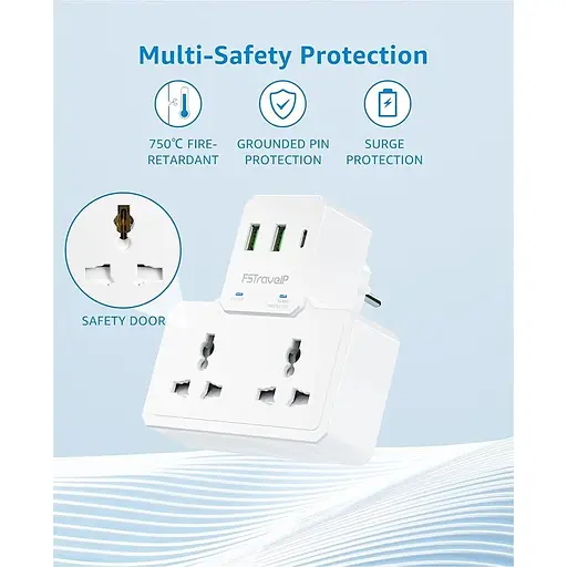 Адаптер для підключення з подвійним USB-адаптером для подорожей від Великобританії до ЄС Тип E/F - фото 3