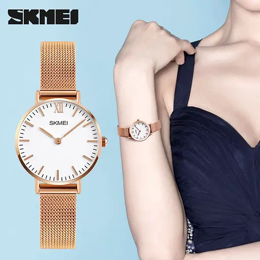 Женские ультратонкие часы Skmei 1185 (Золотистый) - фото 9