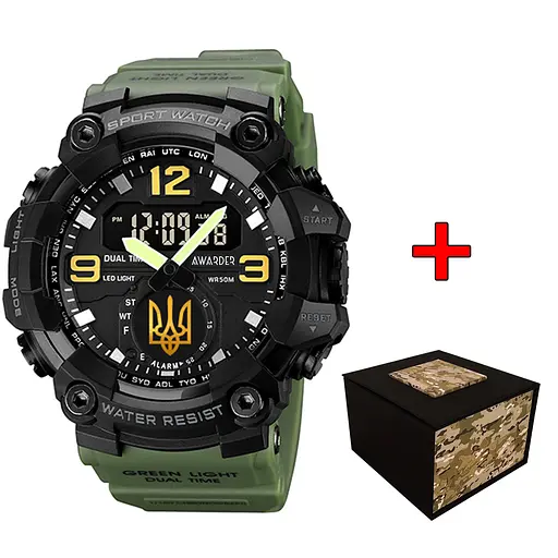 Наручные часы мужские 003 Тризуб золото Army Green-Black Awarder acs0032015