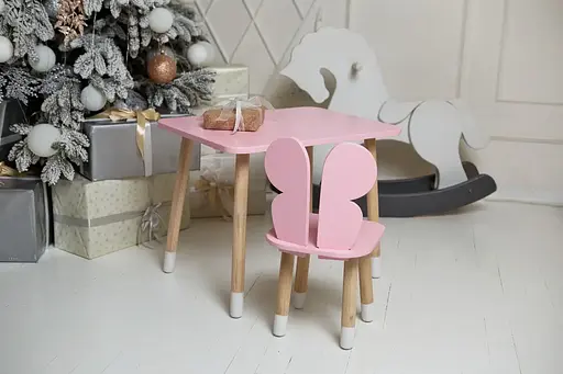 Дитячий прямокутний столик (Рожевий) та стільчик Метелик (Рожевий) - фото 4