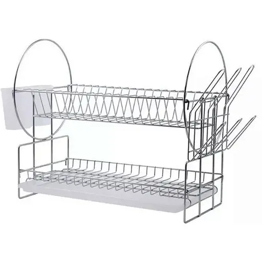 Сушарка для посуду Zurrichberg ZB/2091 з нержавіючої сталі двоярусна з піддоном і підставками для приладів - фото 1