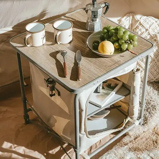 Раскладной туристический стол с полками Naturehike CNH22JU031 (Бежевый) - фото 3