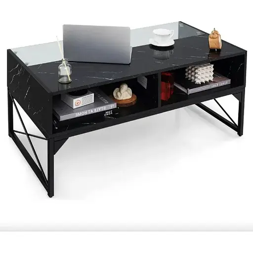 Журнальный стол Costway Moderne с подсветкой черный - фото 5