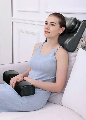 Подушка массажная роликовая Faercon F1-40 для шеи с подогревом и помпой (Черный) - фото 4