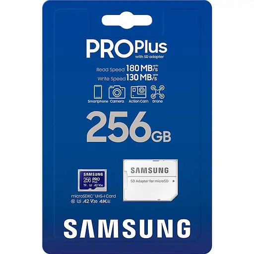 Карта пам'яті Samsung microSDXC 256GB C10 UHS-I R130MB/s PRO Plus - фото 3