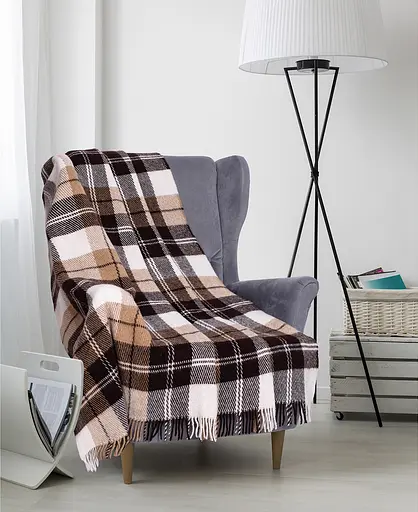 Плед вовняний Vladi Ельф 140х200 біло-бежево-коричневий 2 - фото 1