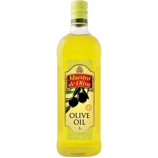 Масло оливковое Maestro de Oliva рафинированное 1 л стеклянная бутылка