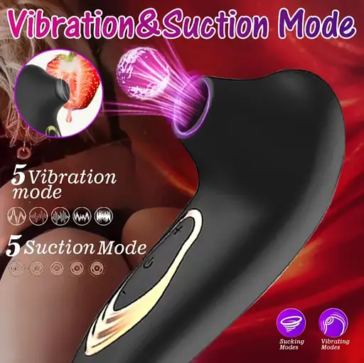 Преміум вібратор для клітора з присоском, стимулятор сосків, 10 режимів вібрації. Чорний - фото 9