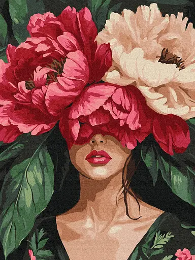 Набір для розпису по номерах Загадкові півонії, Ideyka, 30x40 см, КНО8496