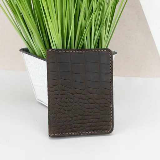 Обложка на ID паспорт, права кожаная на кнопке Handycover 0037 коричневая рептилия - фото 1