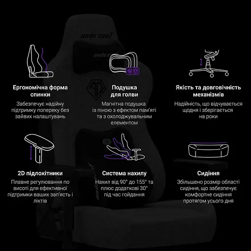 Игровое кресло Anda Seat Novis Plus Fabric Grey Size XL (AD23YC-XL-01-G-F-G04) - фото 14