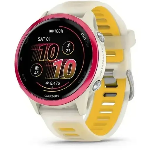Смарт-годинник Garmin Forerunner 570 42mm Raspberry with Mango/Translucent Bone with Silver Buckle (010-02970-42) - фото 1