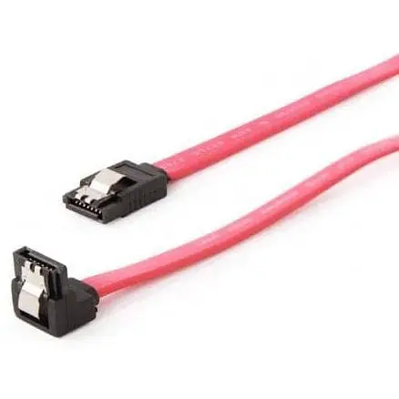 Кабель Sata Red 80 см Cablexpert угловой разъем с защелками (CC-SataM-DATA90-0.8M)