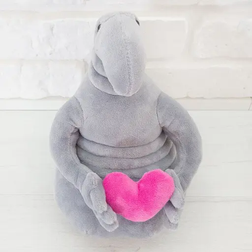 М'яка іграшка Ждун з серцем 21 см сірого кольору - фото 4