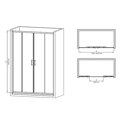 Дверь в нишу Mixxus Premium Diverse SD01-160x185-TR хром прозрачное стекло 5 мм MI6875, универсальная, прозрачная, хром - фото 3