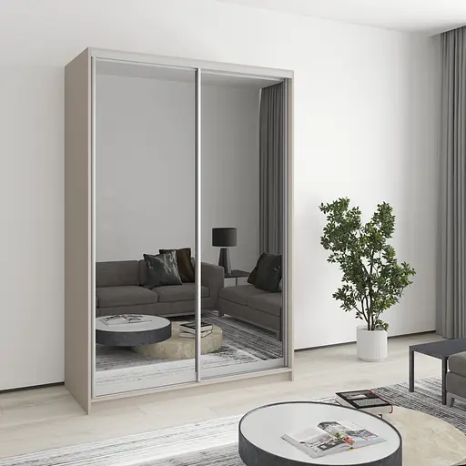 Шафа-купе дводверна MebelStar Стандарт AL 2 Дзеркала 140x45x210 см Кашемір (MBS-2490)