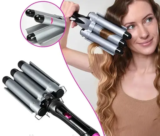 Потрійна плойка Domotec MS-481B три хвилі для створення хвиль та локонів 3 Barrel Hair Curler 97 Вт Чорна - фото 3