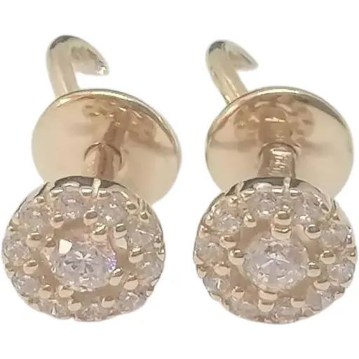 Золотые серьги-пуссеты Favoritum c фианитами. 211334