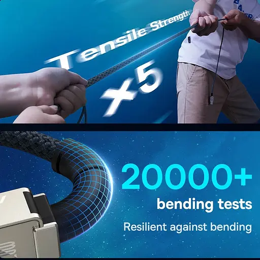 Дата кабель Baseus Unbreakable Series Fast Charging Type-C to Type-C 100W 1m (P10355800111-0) Black - фото 4