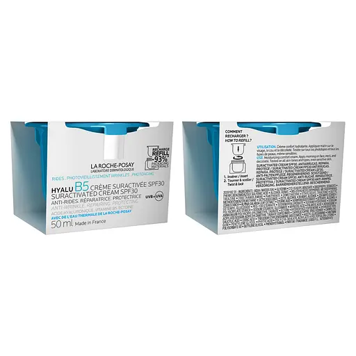 Крем интенсивного действия для коррекции морщин, восстановления упругости и защиты чувствительной кожи La Roche-Posay Гиала Б5, SPF30, сменный блок, 50 мл. - фото 4