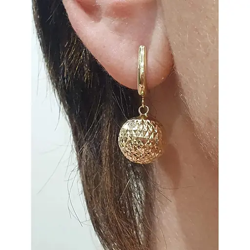 Золоті сережки-підвіски Favoritum Кулі з алмазною гранню. 210137_12_А_Л - фото 2