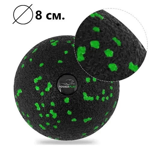 Набір для масажу та йоги PowerPlay PP_4091 EPP (2 м'ячики + валик масажер 15*5,3 см.) Green + гумка 5.5 кг (PP_4091_Green) - фото 5