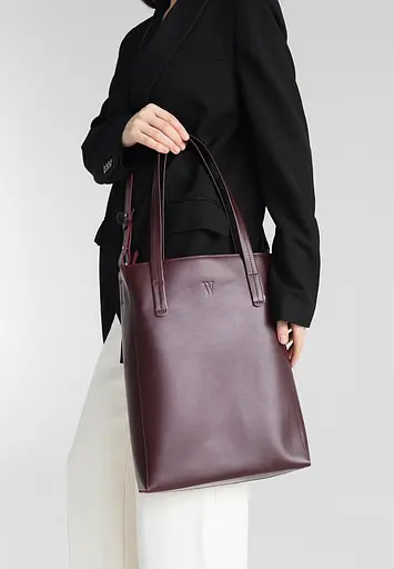 Шкіряний шоппер Nancy бордова - фото 3