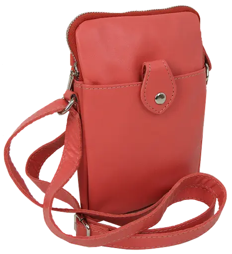 Небольшая женская кожаная сумка Borsacomoda через плечо кораллова sum0028730 - фото 3