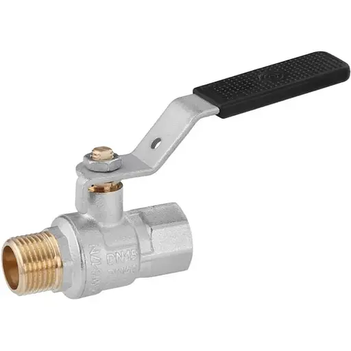 Кран кульовий Kroner 1/2" ВЗ PN40 ручка, нікельований (CV033214) - фото 1