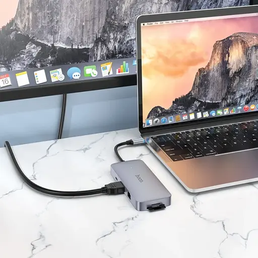 Перехідник Hoco Hub HB32 8 в 1 USB 3.0 + USB 2.0 x2 + Type-C + HDMI + RJ45 + SD - фото 6