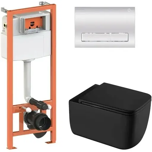 Набір Q-tap Nest 4 в 1 підвісний унітаз Gemini Ultra Quiet 530х365х373 + комплект інсталяції QT2533076EUQMB46177 - фото 1