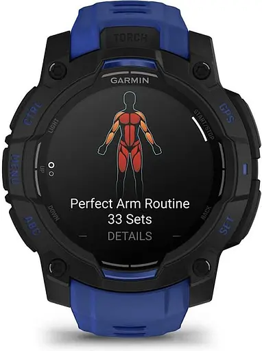 Смарт-годинник Garmin Instinct 3 45mm AMOLED Black with Blue Band (010-02936-03) - фото 3