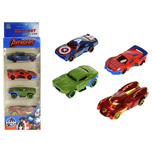 Набір металевих машинок "Супергерой" A-Toys 1210-11S, 4 машинки - фото 1