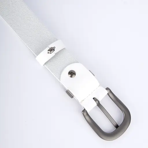 Ремінь жіночий шкіряний HC-3092 silver (130 см) білий зі сріблястою пряжкою - фото 4